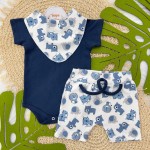 Conjunto M/c + short e Bandana Safari Marinho