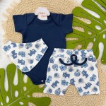 Conjunto M/c + short e Bandana Safari Marinho