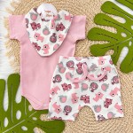 Conjunto M/c + short e Bandana Safari Rosê