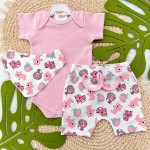 Conjunto M/c + short e Bandana Safari Rosê