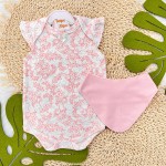 Conj.Body Regata, Babador Bandana e Short- Off Floral Rose