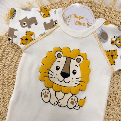 Conjunto M/c Safari Leão Off e Mostarda
