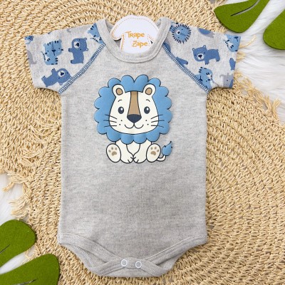 Conjunto M/c Safari Leão Mescla e Azul
