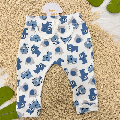 Conjunto M/c Safari Leão Off e Azul