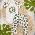 Conjunto M/c Safari Leão Off e Verde