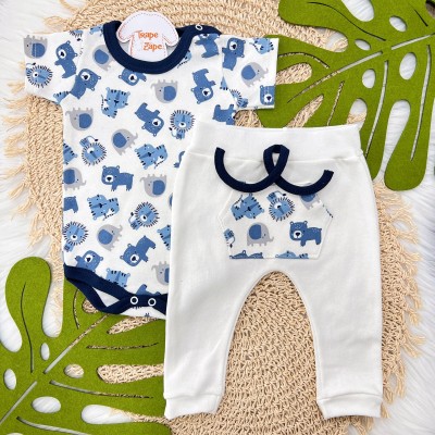 Conj Body Safari - Branco e Azul Jeans