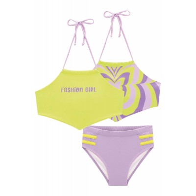 Verão 23/24 Infanti PRAIA - Conjunto biquini dupla face fashion girl