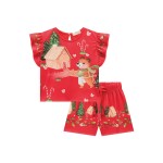  Natal 2024 - Conjunto Blusa Ursinha e Short Vermelho 