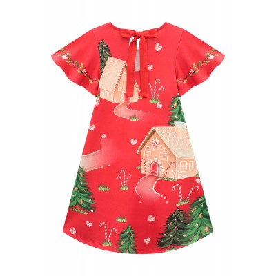   Vestido Esquilo e Ursinha - Vermelho 