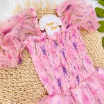  Verao23/24 Kukiê - Vestido com transparência rosa flores de lavanda
