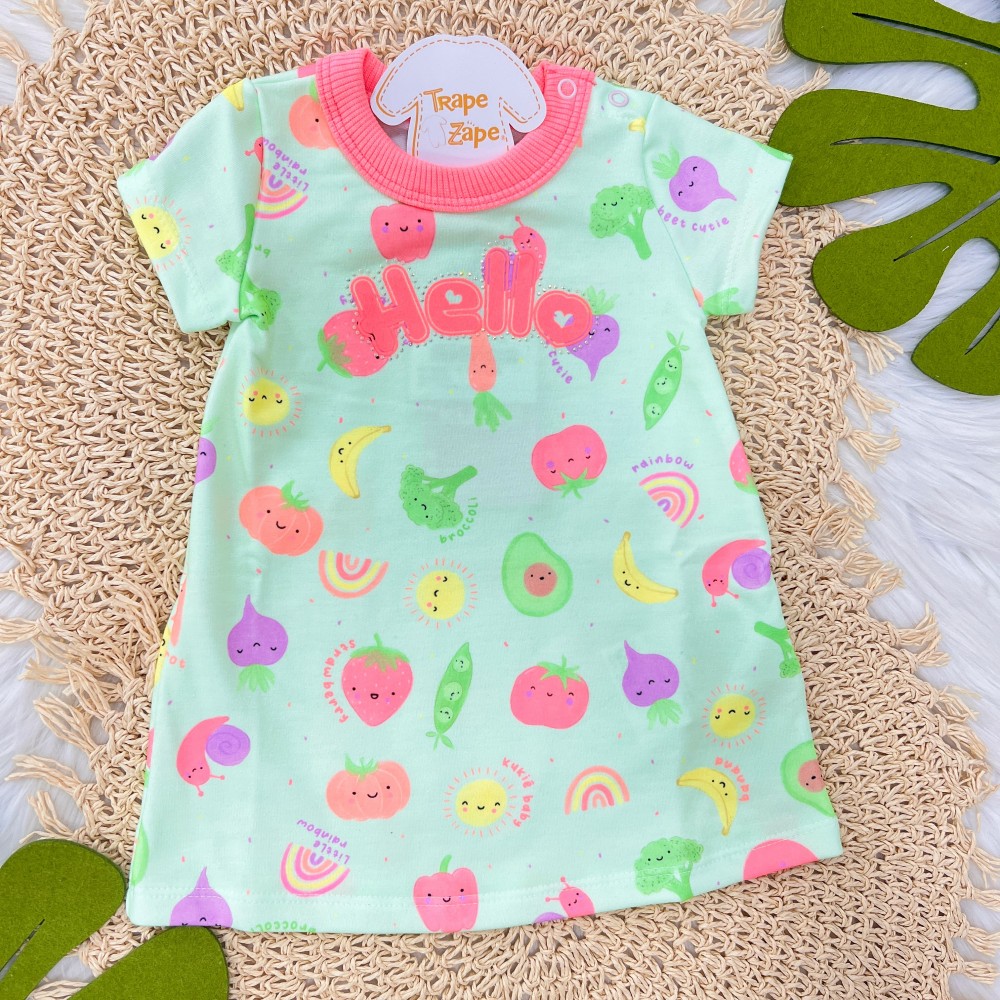 Verao 24/25 Kukiê - Vestido Hello legumes neon