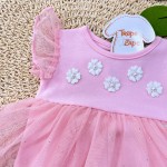 Verão 24/25 Kukiê - Body Rosa Florzinhas com Saia em Tule