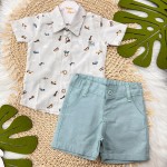 Verão 23/24- Conjunto camisa linho aviãozinho e bermuda verde água