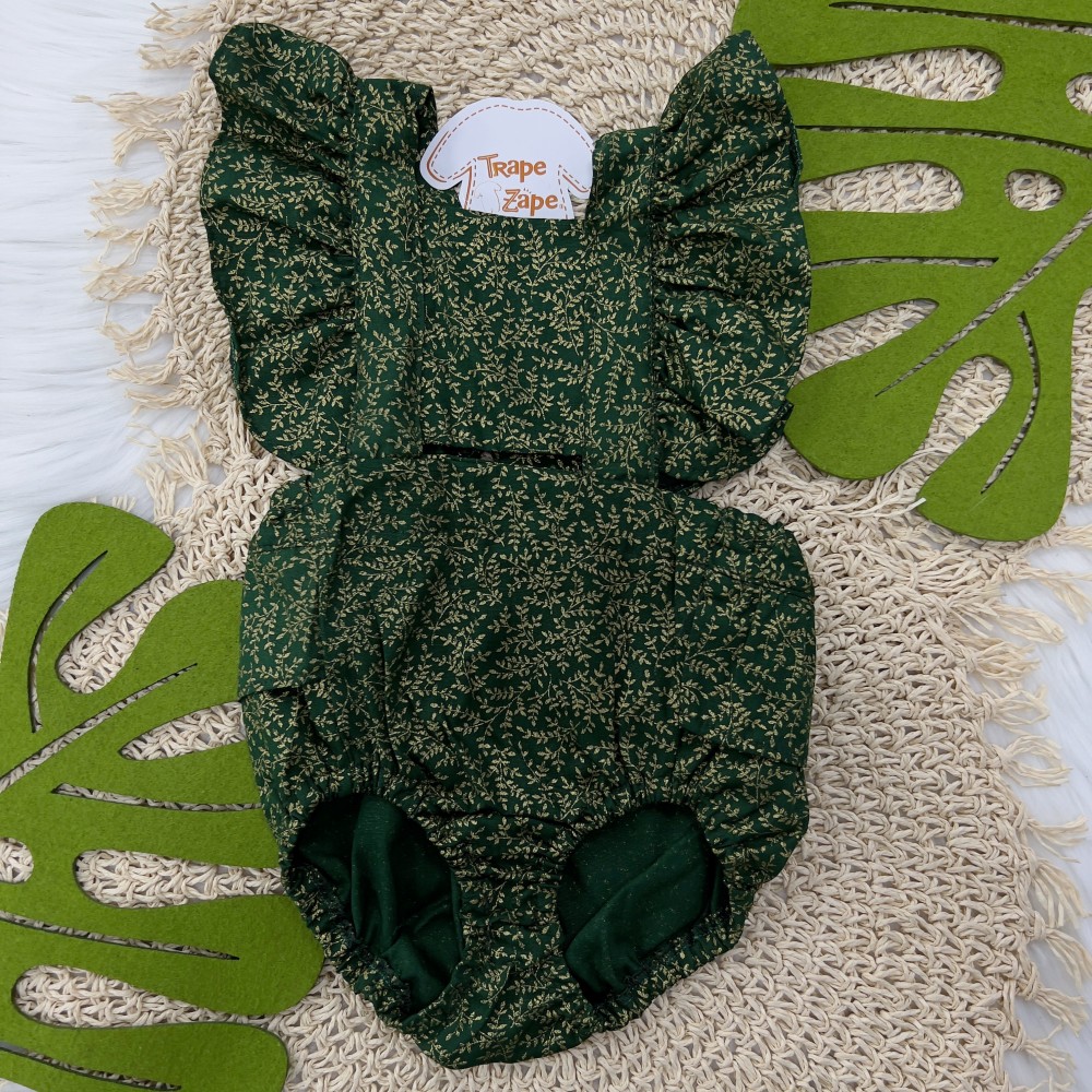 Natal 24 Body Regatinha com Babado - Verde e Dourado 