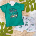 Verão 24/25  - Conjunto camiseta verde trator pronto para uma nova aventura