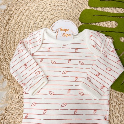  CONJ. DE MALHA 3 PEÇAS - Girafa come Folhas - Telha e Off White