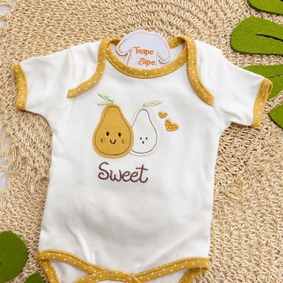  CONJ. DE MALHA 3 PEÇAS - Sweet Perinhas - Off White e Mostarda