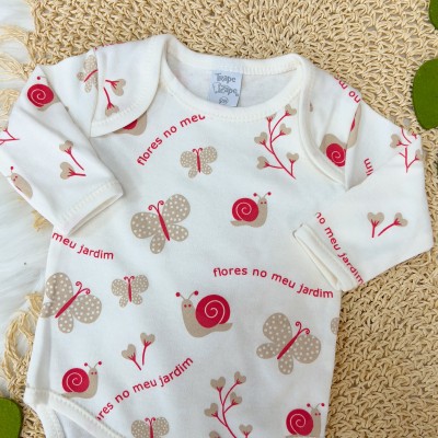  CONJ. DE MALHA 3 PEÇAS- Trio de Borboletas - Off White e Pink