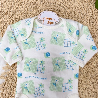 CONJ. DE MALHA 3 PEÇAS-Coração -Verde e Off White 
