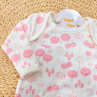 CONJ. DE MALHA 3 PEÇAS - Coração Gatinha - Rosa e Off White