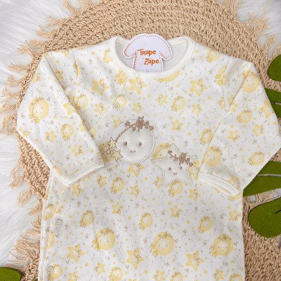 Macacão Trape Zape - Lua e estrelas Off White e Amarelo