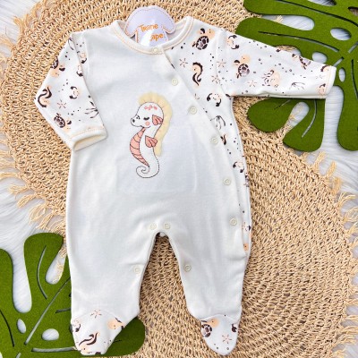 Macacão Trape Zape - Cavalo Marinho Off White e Salmão 