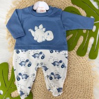 Macacão Trape Zape- Dino Baby - Azul Jeans