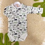  Body Kimono M/L carrinhos verde e preto