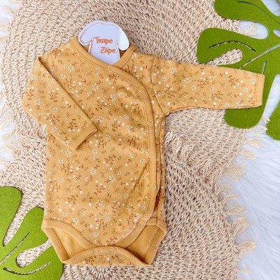 Body kimono Mostarda M/L Florido Ramo Off e Marrom