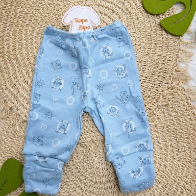  Kit 3 Calças - Bichinhos Felizes - Azul, Off White e Verde