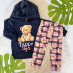 Inverno 24 - Conj. Blusão Teddy Style com Capuz em Pelinhos e Calça Legging - Preto