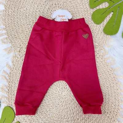 Conj. Blusa Manga Longa My Mommy is My Stylist e Calça em Moletinho - Mescla e Vermelho 