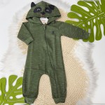 Macacão com Capuz Pandinha e Abertura em Zíper- Verde Musgo