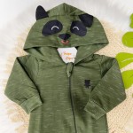 Macacão com Capuz Pandinha e Abertura em Zíper- Verde Musgo