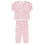Inverno 24 - Conj. Pijama Listrado Família Travesseiros - Rosa e Branco