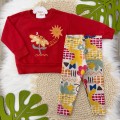 Inverno 24 - Conj. Blusa Moletinho Baby Girassol e Calça Legging- Vermelho