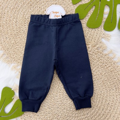 Conj. Blusa Manga Longa Urso Forest e Calça Moletinho - Mostarda e Marinho