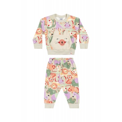 Inverno 24 - Conj. Blusa e Calça Moletinho Safari - Bege