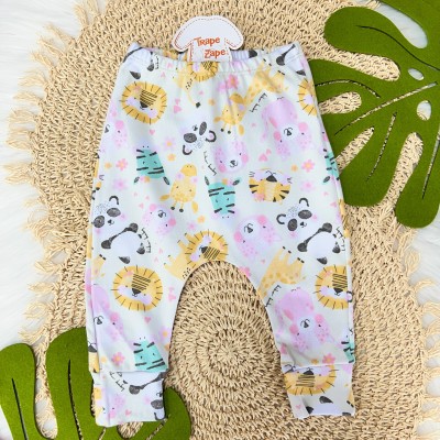 Conj. Colete em Pelinho, Body Manga Longa e Calça Safari Off White - Rosa