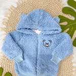 Inverno 24 - Conj. Jaqueta Ursinho de Pelinho com Capuz e Calça Moletinho - Azul