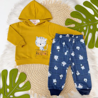  Conj. Blusa Moletom Mini Growl e Calça Tigrinhos - Mostarda