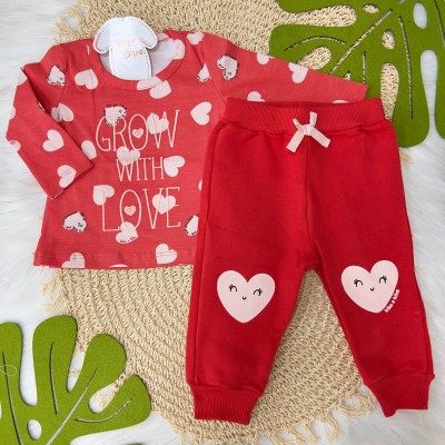 Conj. Blusa Grow with Love e Calça Moletinho - Vermelho