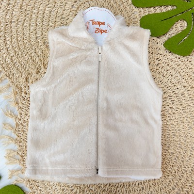 Conj. Colete Pelinhos, Blusa Manga Longa Little Bunny e Calça - Off White