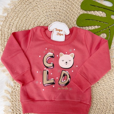 Conj. Blusa Gatinha It's Cold e Calça Legging Bichinhos - Pink