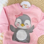 Inverno 24 - Conj. Blusa em Moletom Pinguim Baby e Calça Legging - Rosa