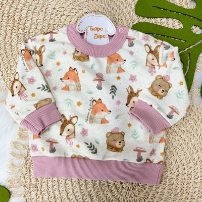 Inverno 24 - Conj. Blusa e Calça Moletinho Floresta Encantada  - Areia e Uva