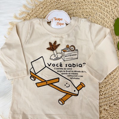 Conj. Blusa Carrinho de Rolimã e Calça Moletinho Brinquedos - Laranja e Areia