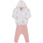  Inverno 24 - Conj.Jaqueta com Capuz Arco-Íris e Calça Moletinho- Creme e Rose