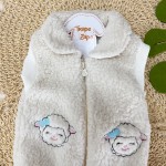 Inverno 24 - Conj. Colete, Body Baby Ovelhinha e Calça em Pelinho- Off White e Rosa