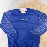 Inverno 24 - Conj. Blusão Upaloo com detalhes nas Mangas e Calça em Moletom - Azul e Mescla